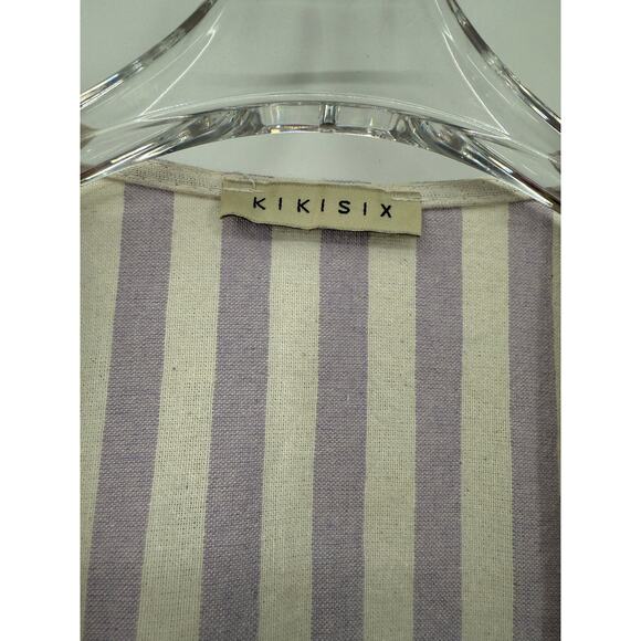 KIKISIX Women's White & Pruple Striped Open-Front Cotton‎ Blazer Jacket Size M/L - Picture 3 of 4